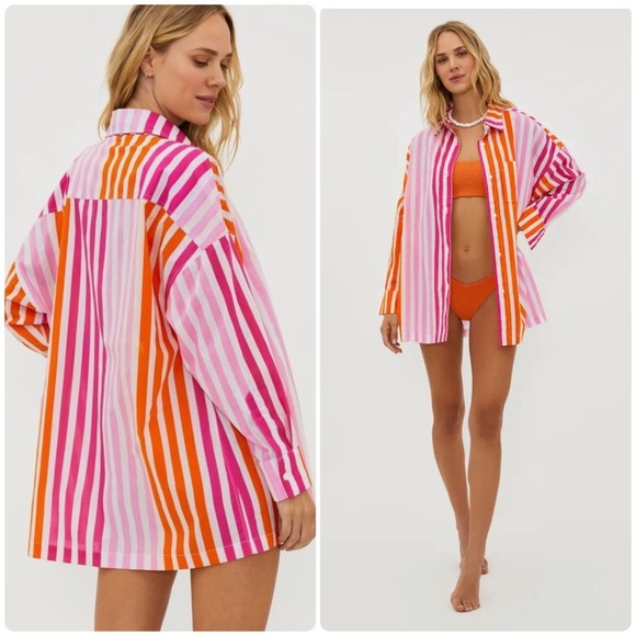 Beach Riot | Beachy Alexa Sunset Stripes Button Down Top | L / XL - Picture 2 of 13